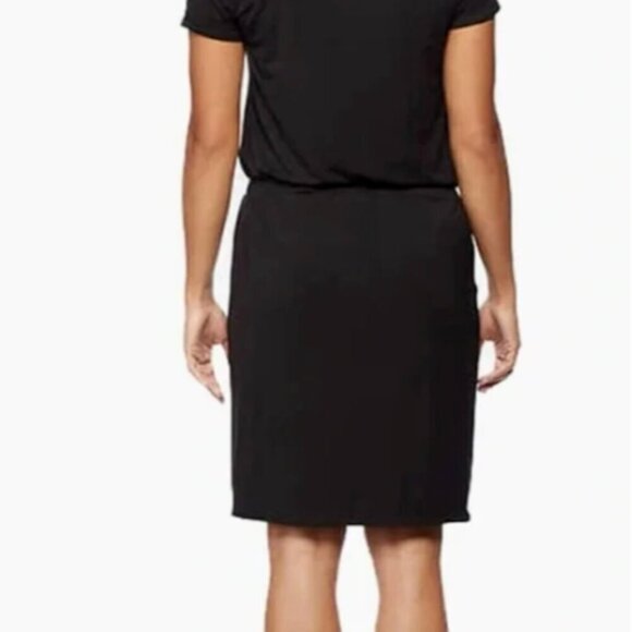 32 DEGREES Cool Women's Short Sleeve Comfy Elastic Waist Lux Dress S Black #350A - Picture 2 of 9